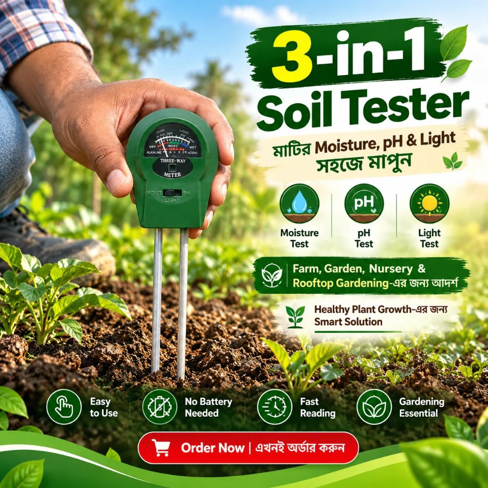 3-in-1 Soil Tester – Soil Moisture, pH & Light Meter